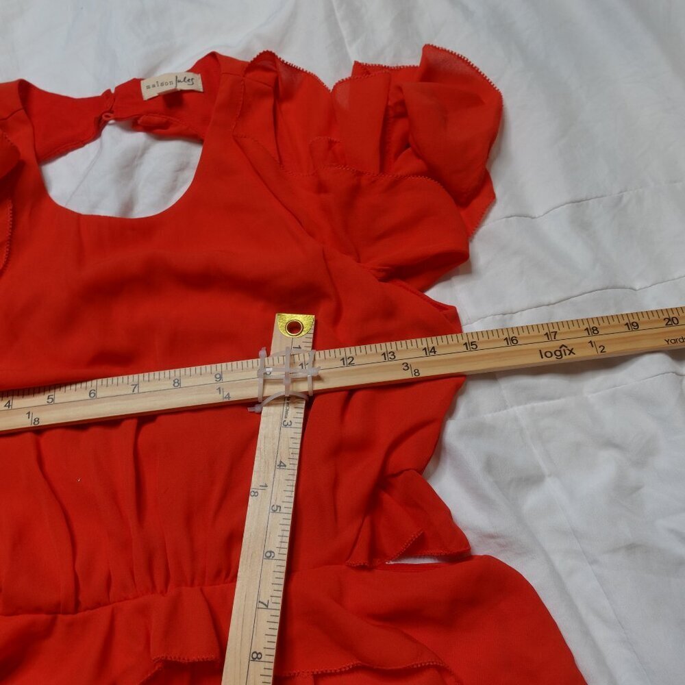 Maison Jules Women's Ruffled cold shoulder casual dress red women's size XS - Picture 8 of 11
